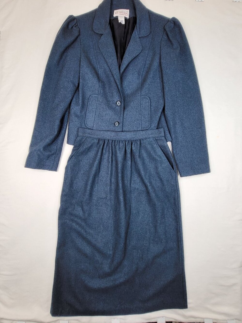 VTG New Expressions Bobbie Brooks Wool Blend 2 Pc Skirt Suit Set 9/10 USA ILGWU